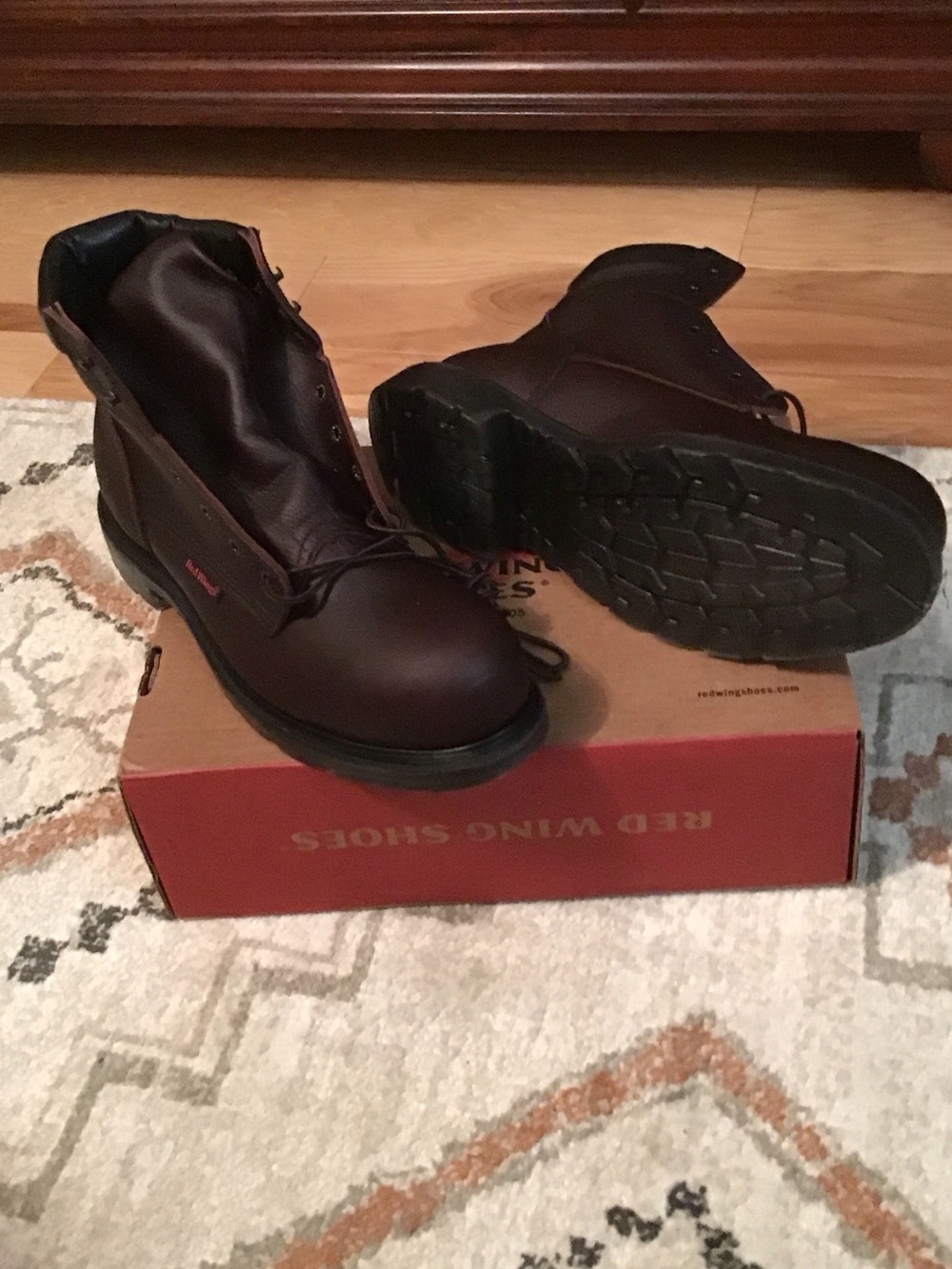 Red Wing Shoes Dark Brown Leather Lace-Up Work Boots